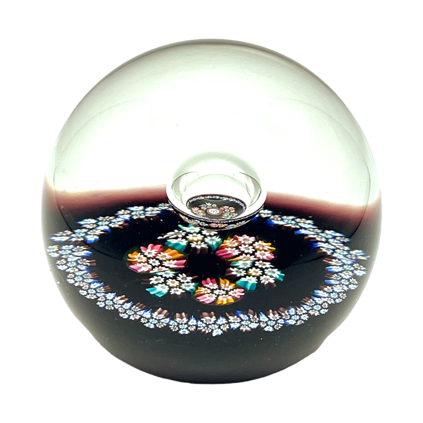 Caithness Paperweight - Mellefiori With Bubble - 3"
