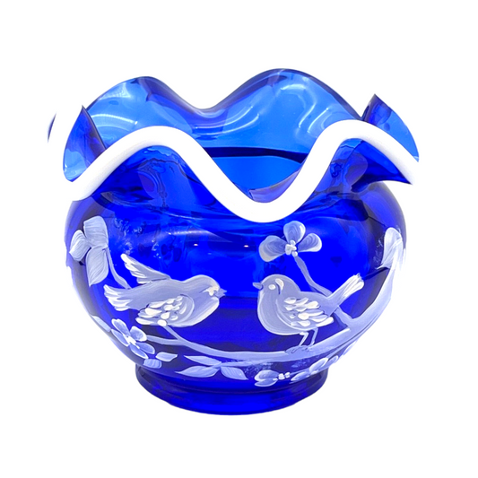 Fenton Art Glass - Cobalt Blue Candy Bowl - Nancy Fenton Signed  - 3.5"