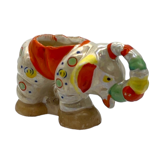 Ceramic - Clown Elephant Figurine - Vintage - 2"
