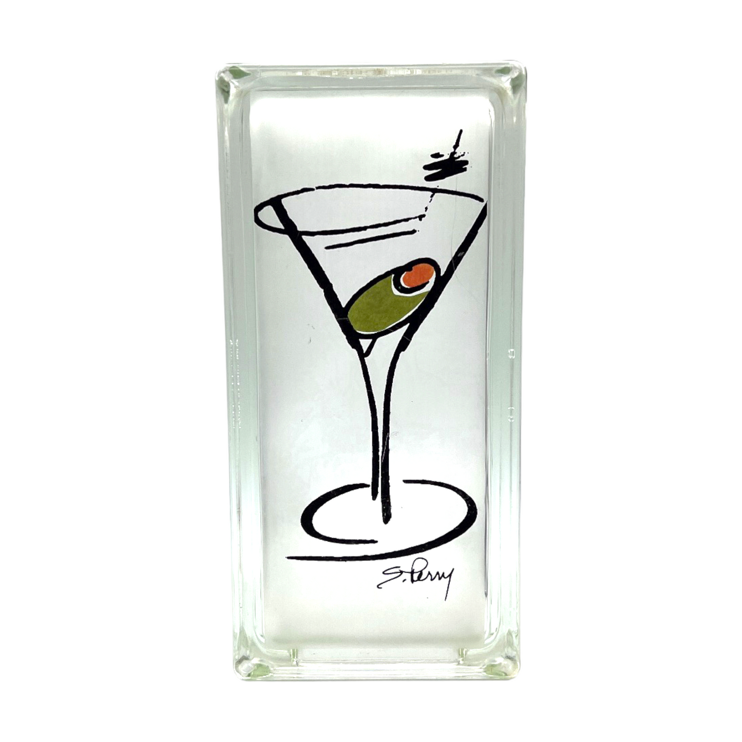 Suzanne Perry Artisanal Hand-Painted Martini Glass Block - 9.5"