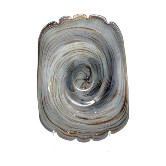 Murano Art Glass - Plum & Gold Flake Swirl Bowl - Vintage