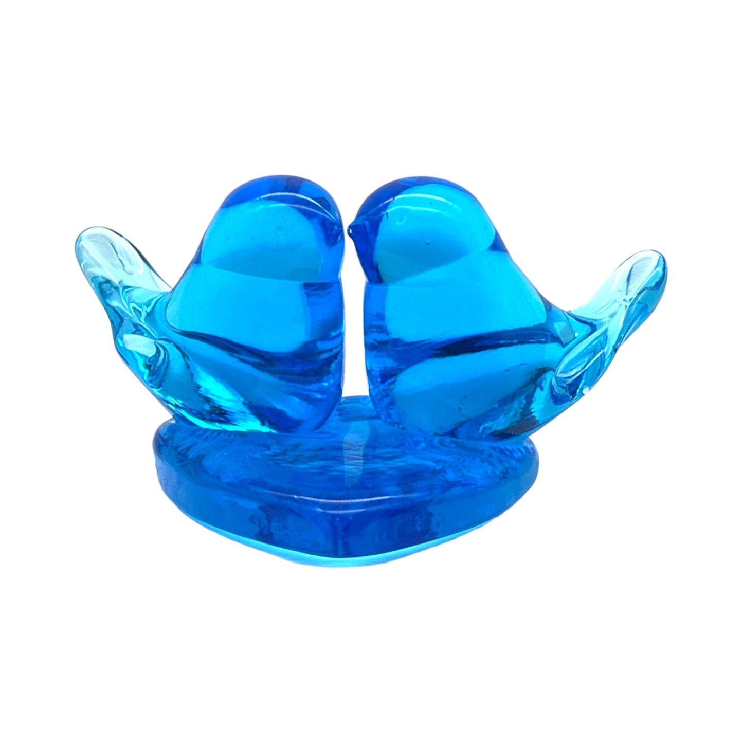 Blown Art Glass - Double Bluebird Of Happiness - Leo Ward Signed - 1987 - 3"
