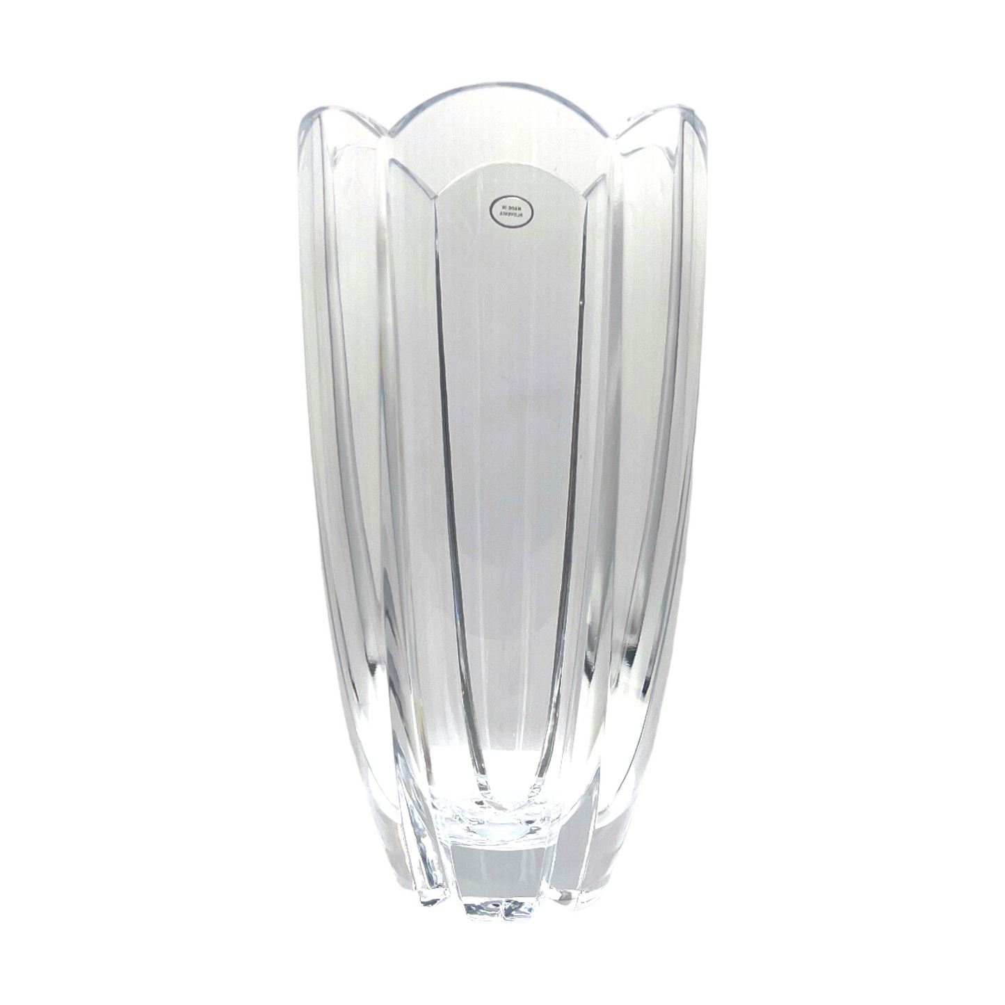 Crystal Vase - Modern Six Faceted Scallop Top Vase - 10"