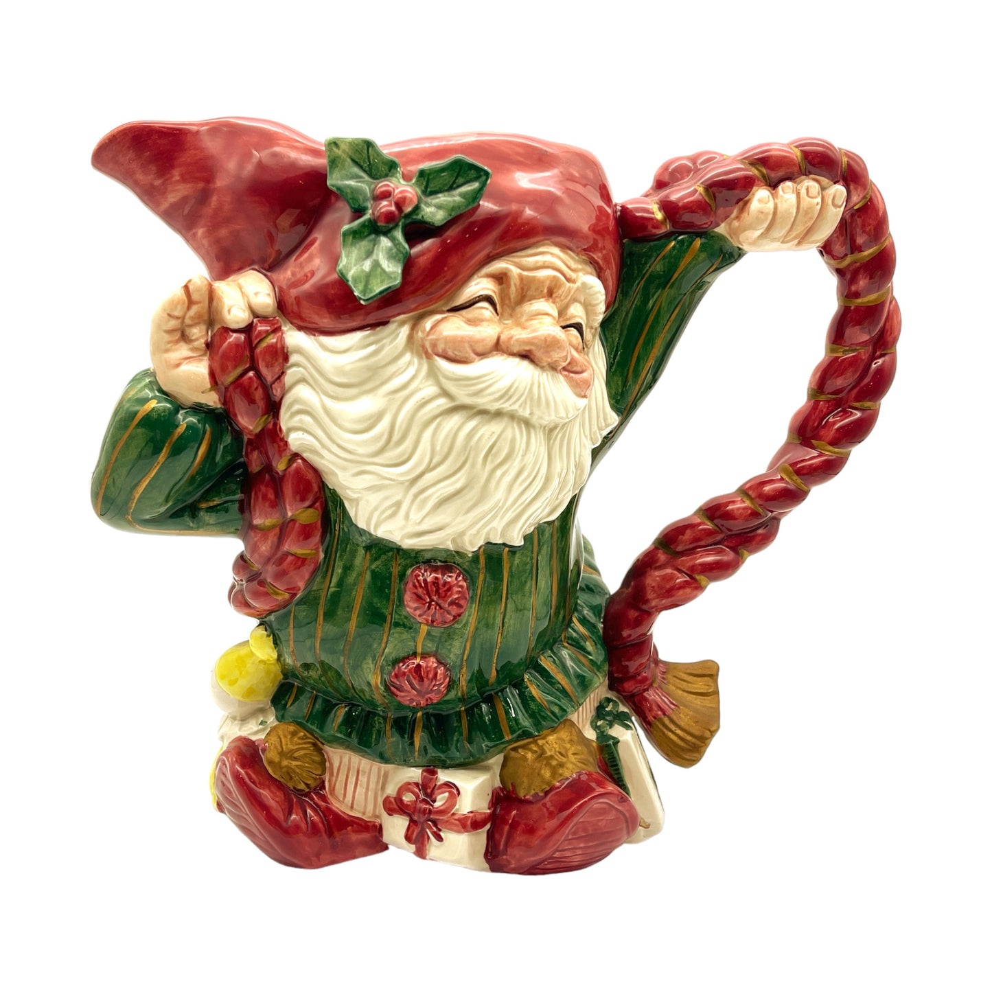 Fitz & Floyd - 1989 Santa 1.5 Quart Elf Pitcher - Christmas - 9"