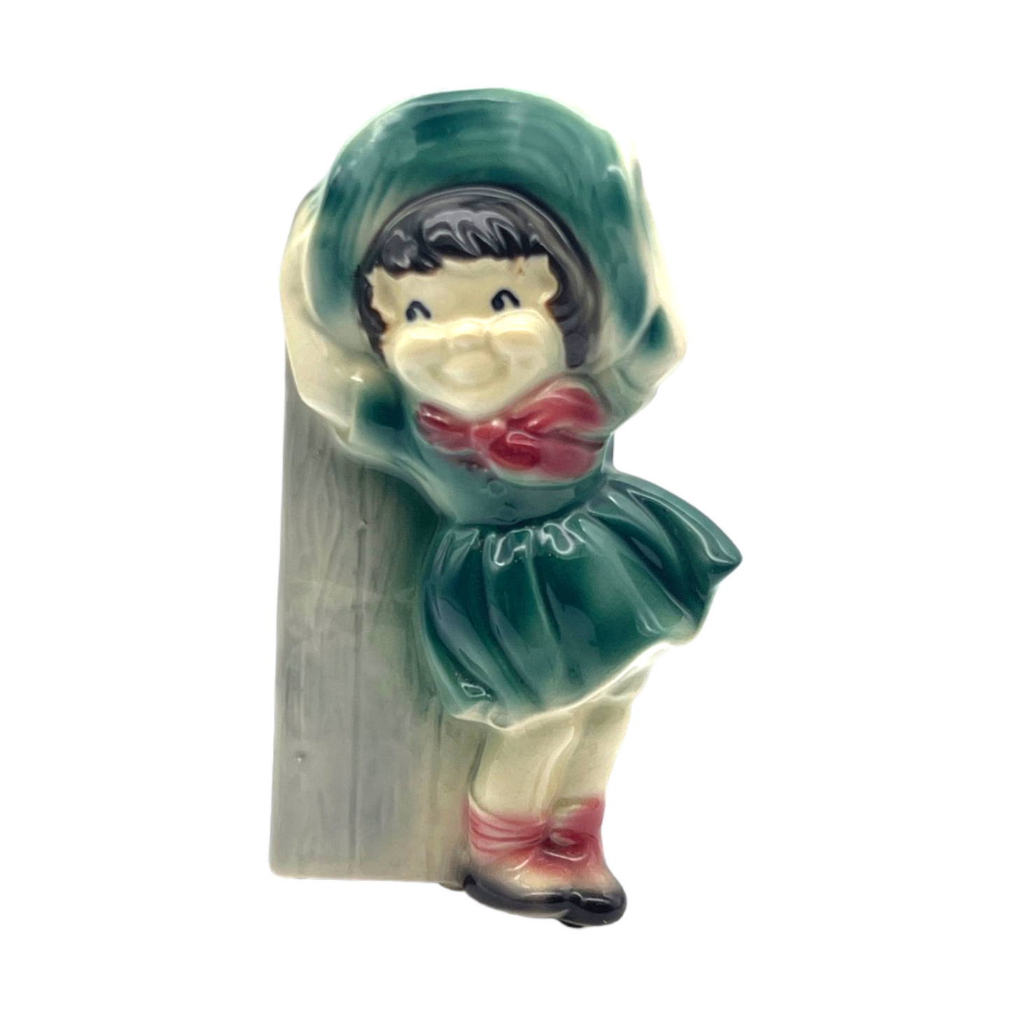 Royal Copley - Farm Boy & Girl Planter - Wall Pocket - Vintage - 6.5"