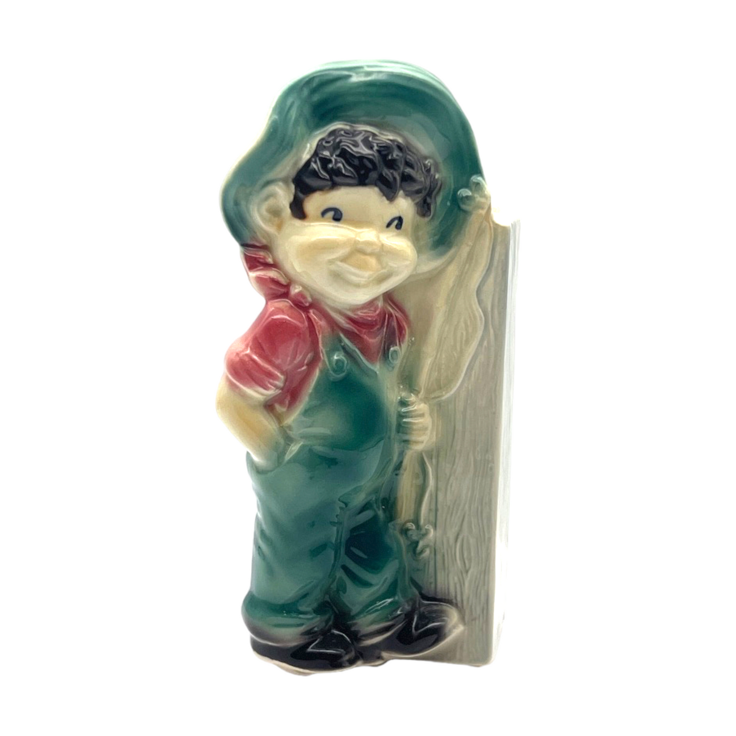Royal Copley - Farm Boy & Girl Planter - Wall Pocket - Vintage - 6.5"