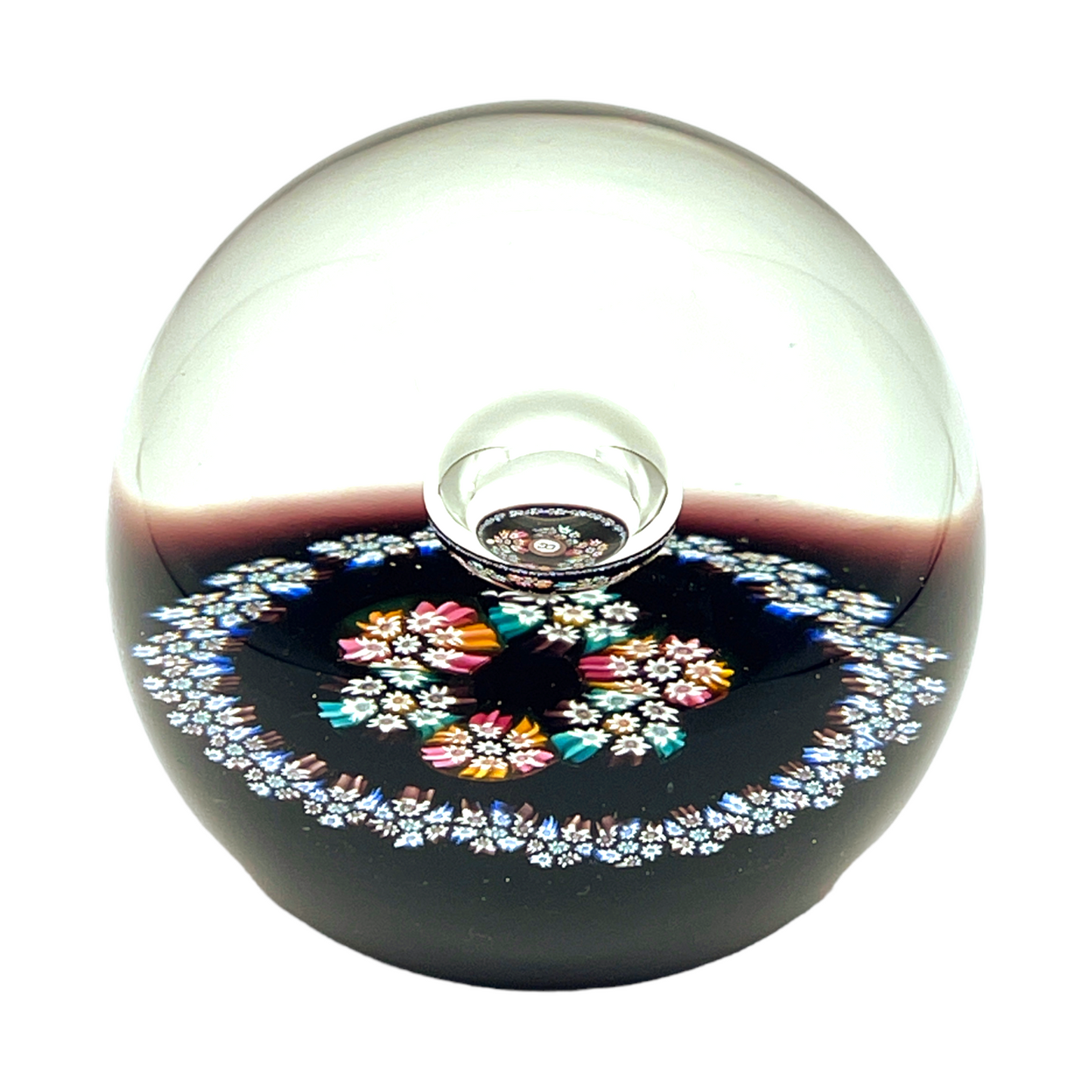 Caithness Paperweight - Mellefiori With Bubble - 3"