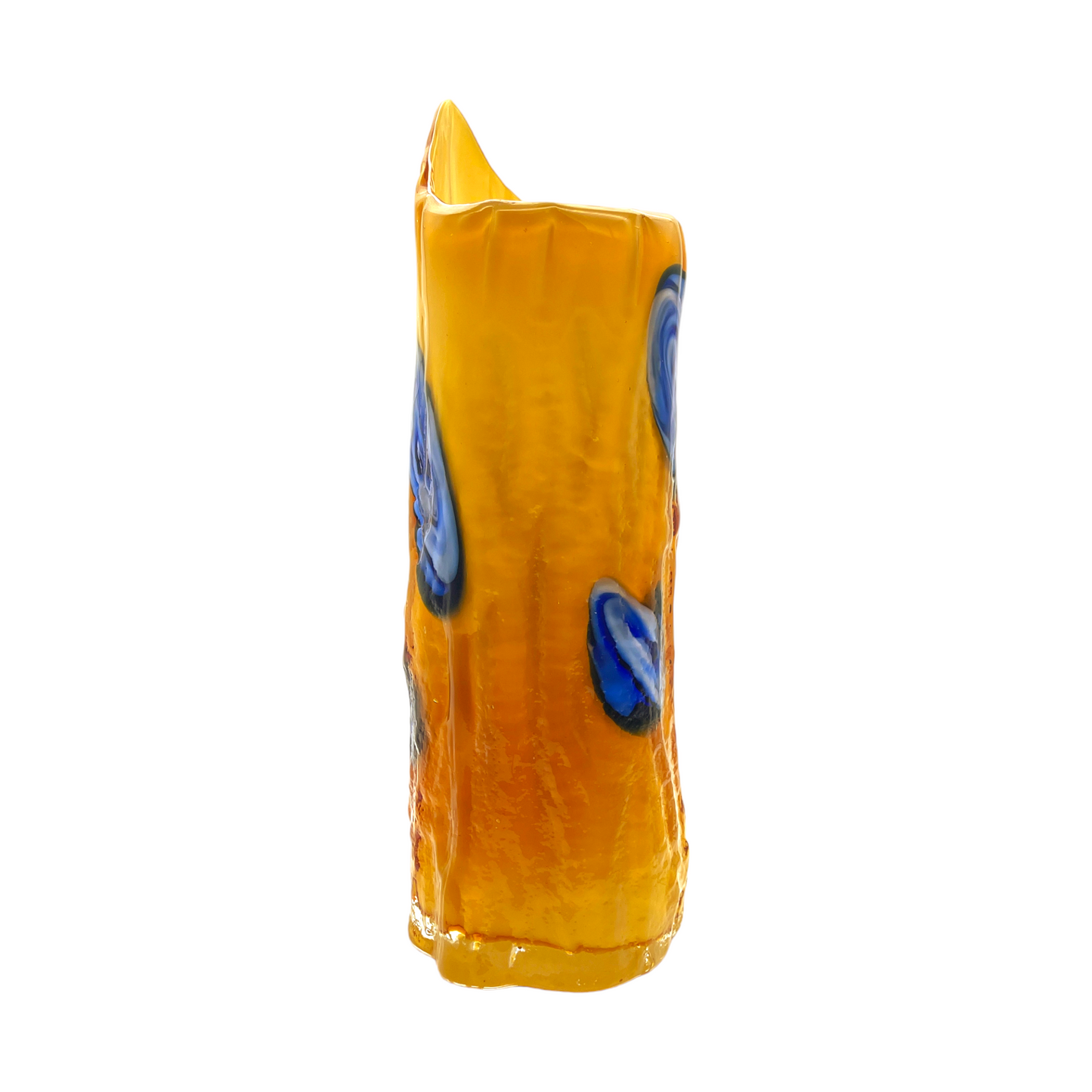 Vintage Murano Tree Vase: A Captivating Fusion of Orange & Blue Elegance