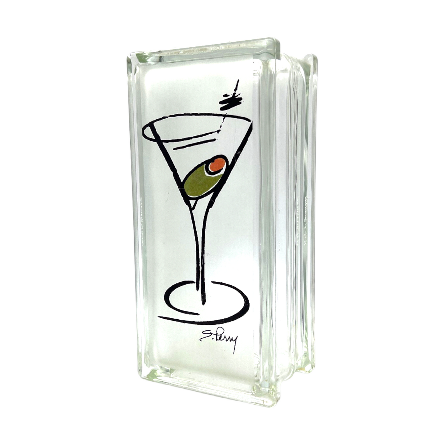 Suzanne Perry Artisanal Hand-Painted Martini Glass Block - 9.5"