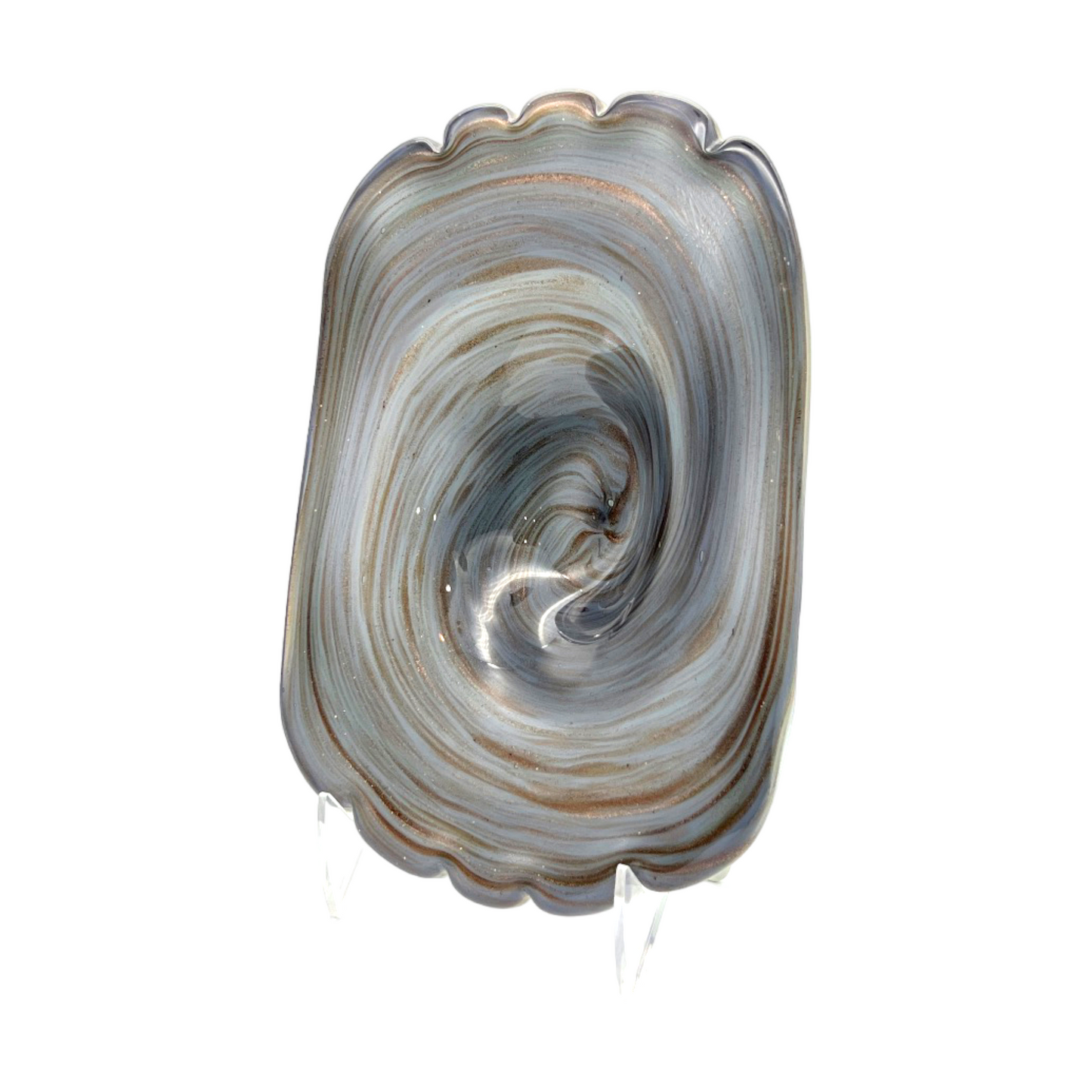 Murano Art Glass - Plum & Gold Flake Swirl Bowl - Vintage