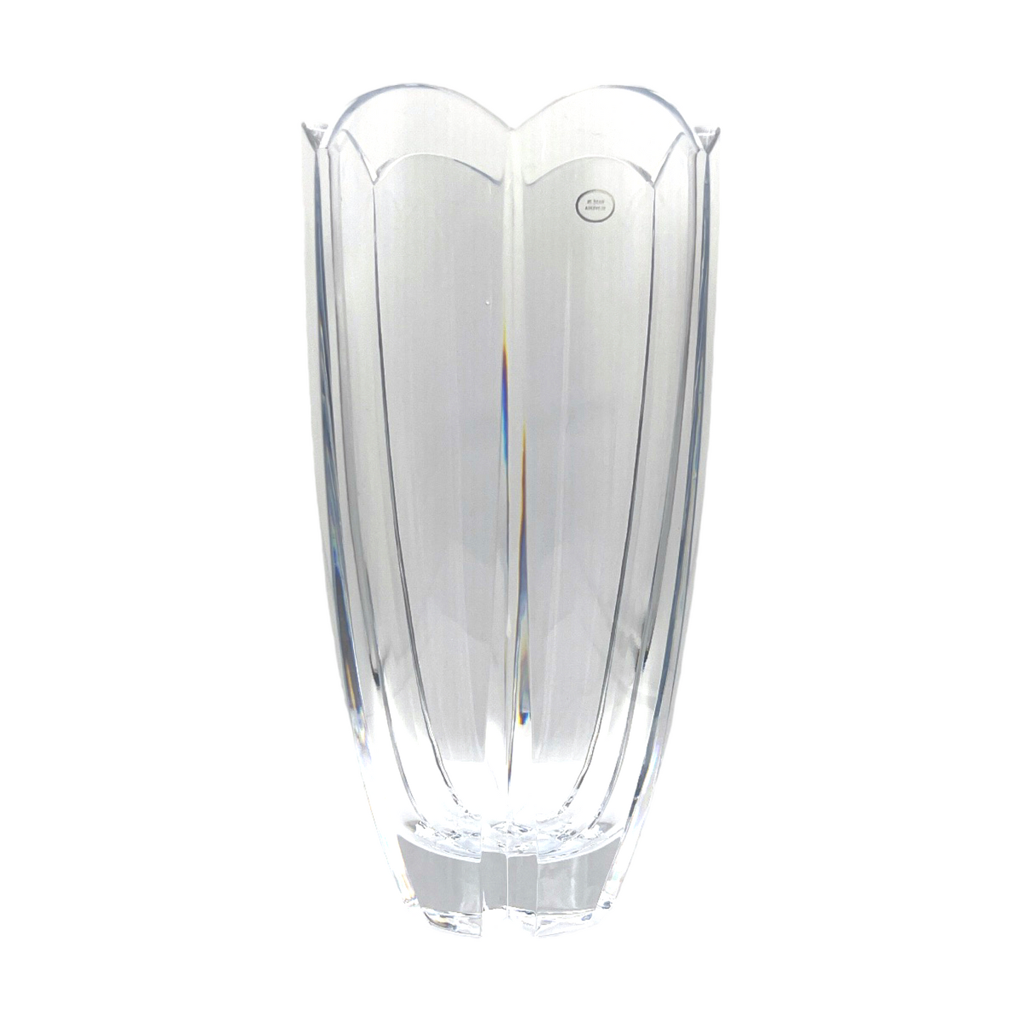 Crystal Vase - Modern Six Faceted Scallop Top Vase - 10"
