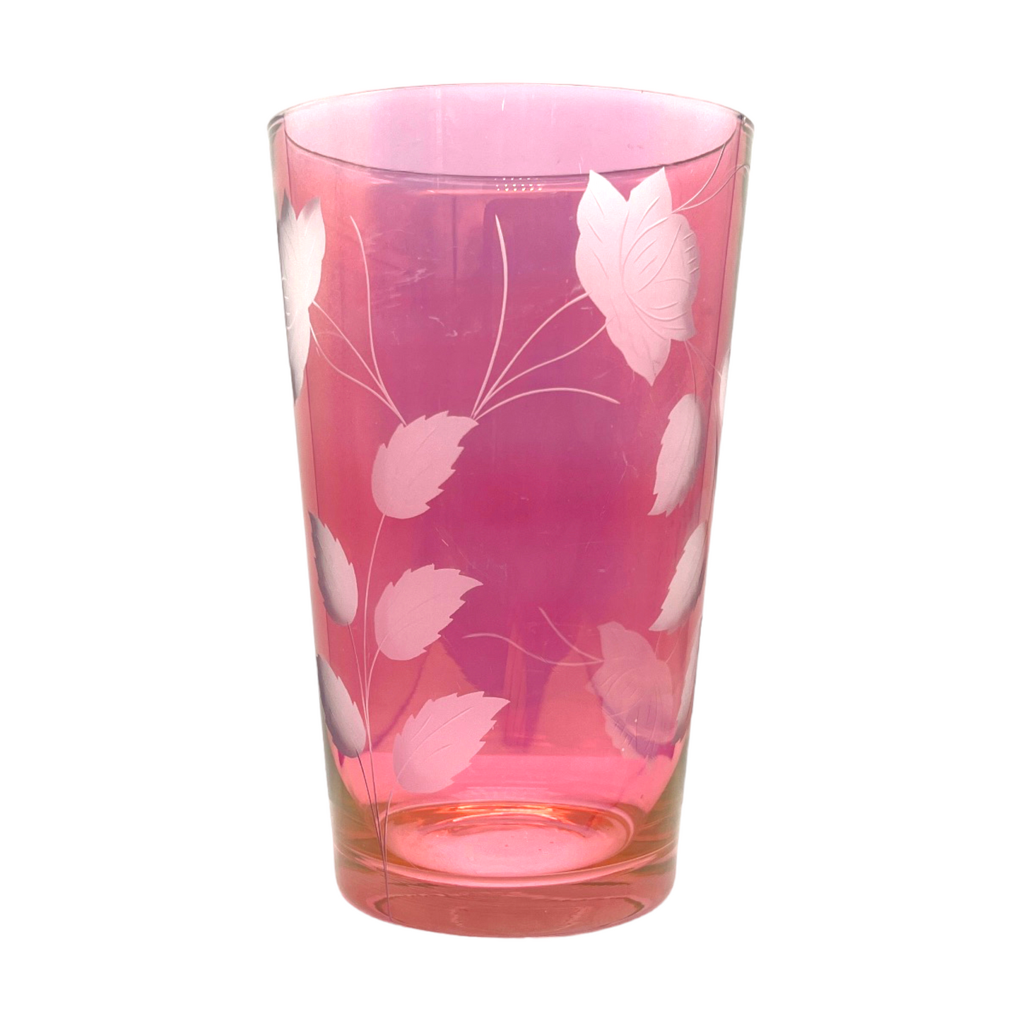 Vintage Rose Etched Cranberry Vase - Artistry Preserved