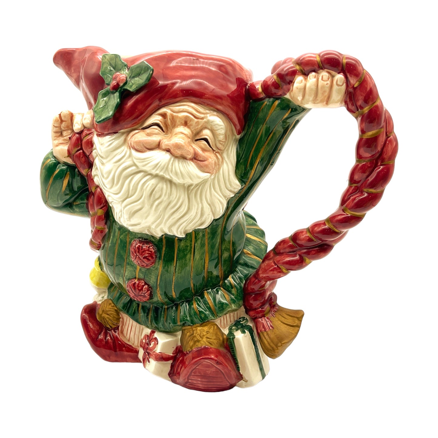 Fitz & Floyd - 1989 Santa 1.5 Quart Elf Pitcher - Christmas - 9"