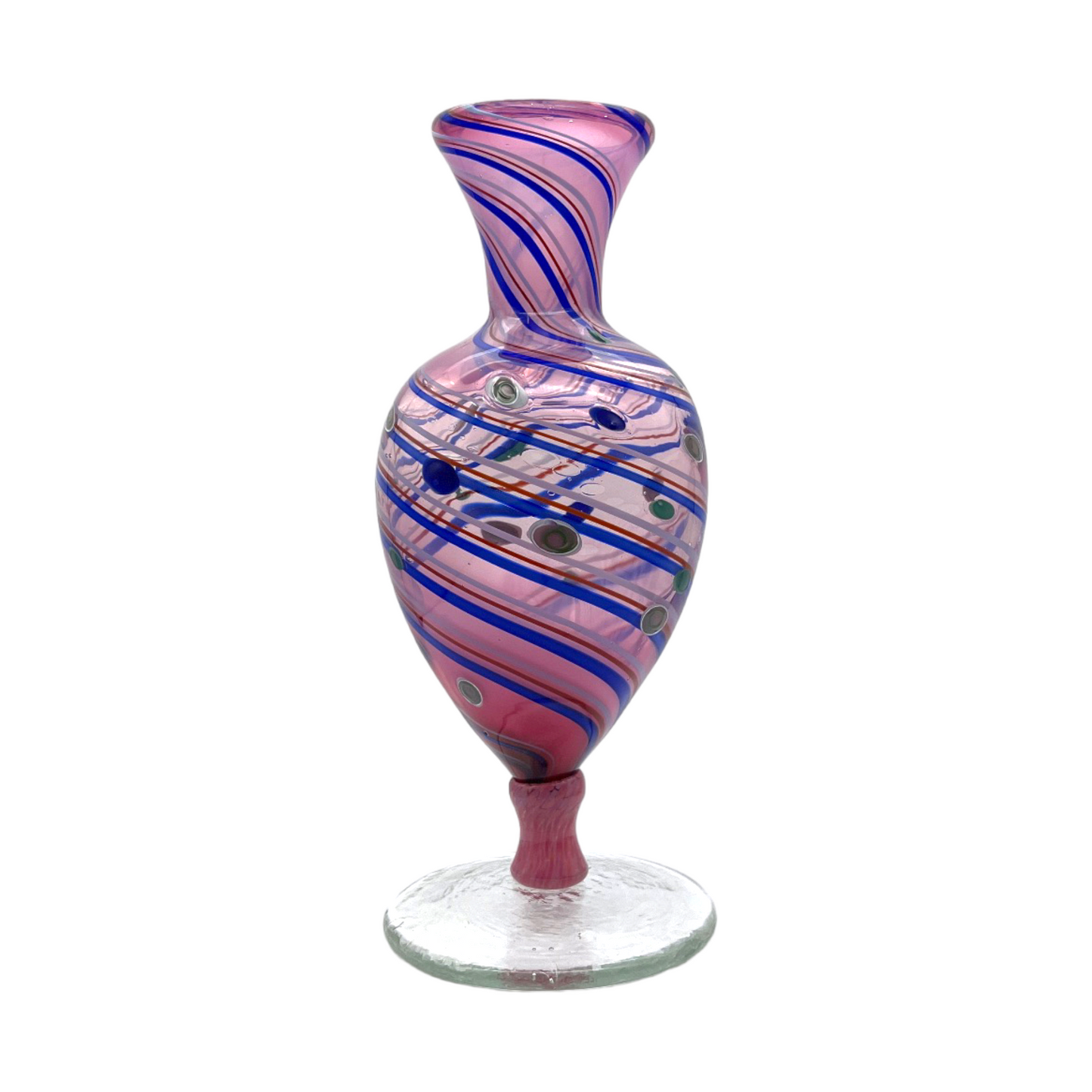 The Enchanting Symphony - Multicolor Spiral Canes Art Glass Vase