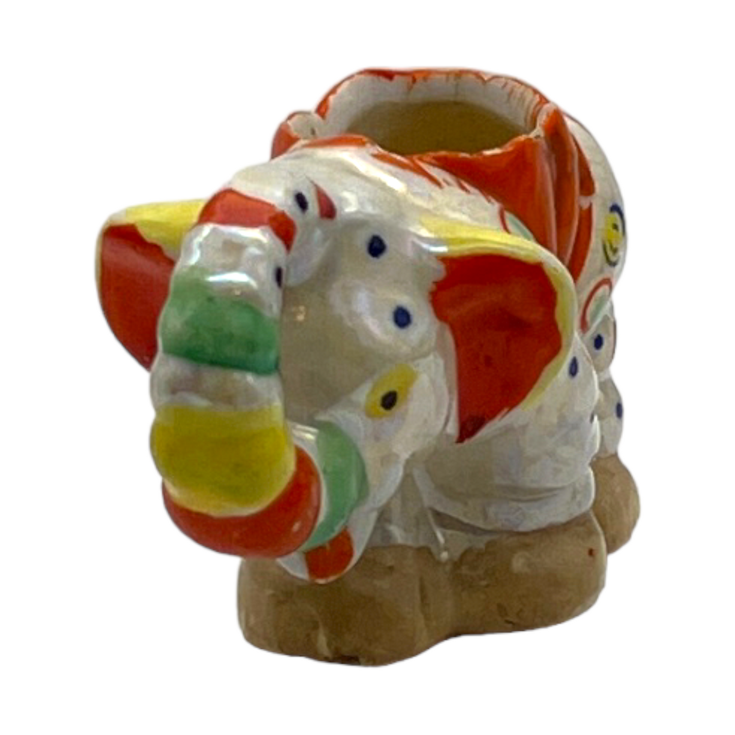 Ceramic - Clown Elephant Figurine - Vintage - 2"