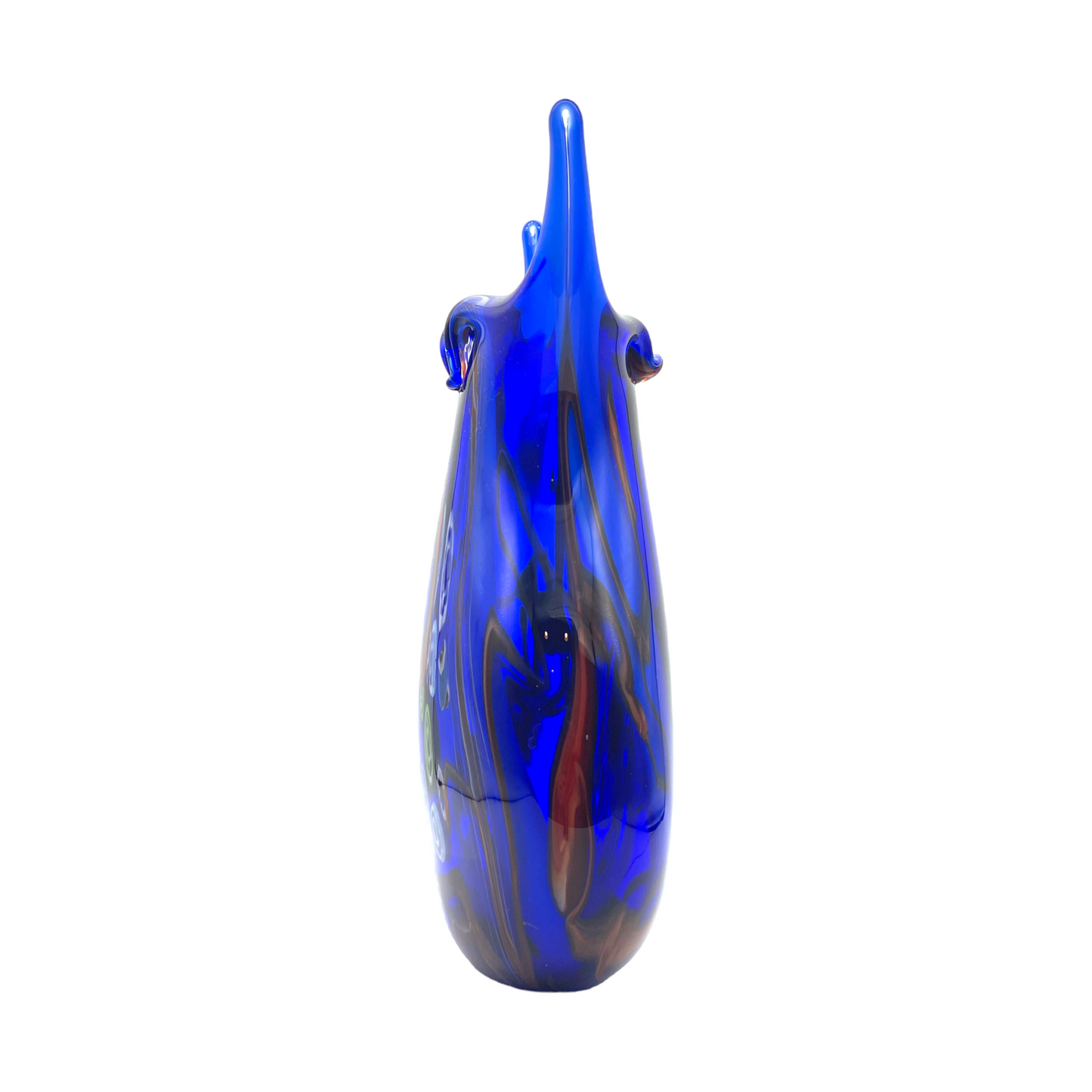 Murano Art - Enchanting Azure Dreams Glass Vase with Assorted Decorations - 12"