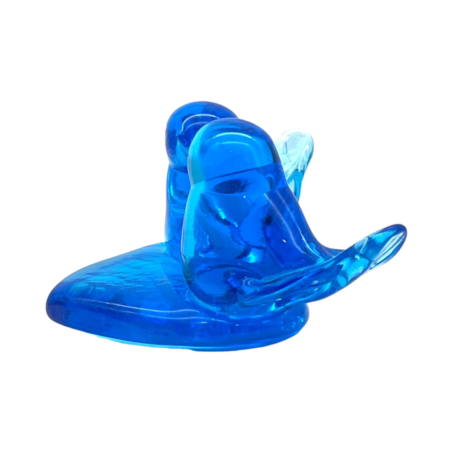 Blown Art Glass - Double Bluebird Of Happiness - Leo Ward Signed - 1987 - 3"
