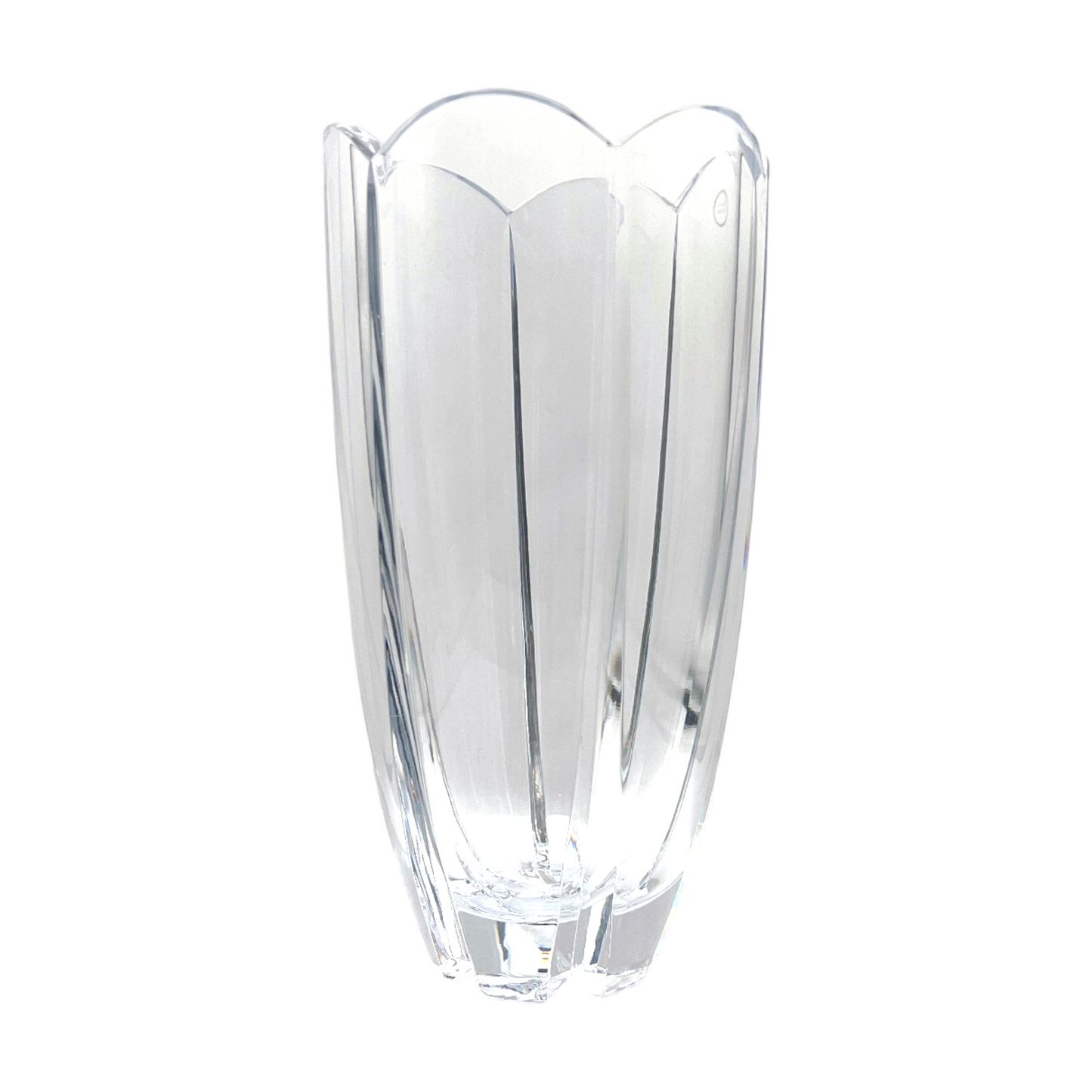 Crystal Vase - Modern Six Faceted Scallop Top Vase - 10"