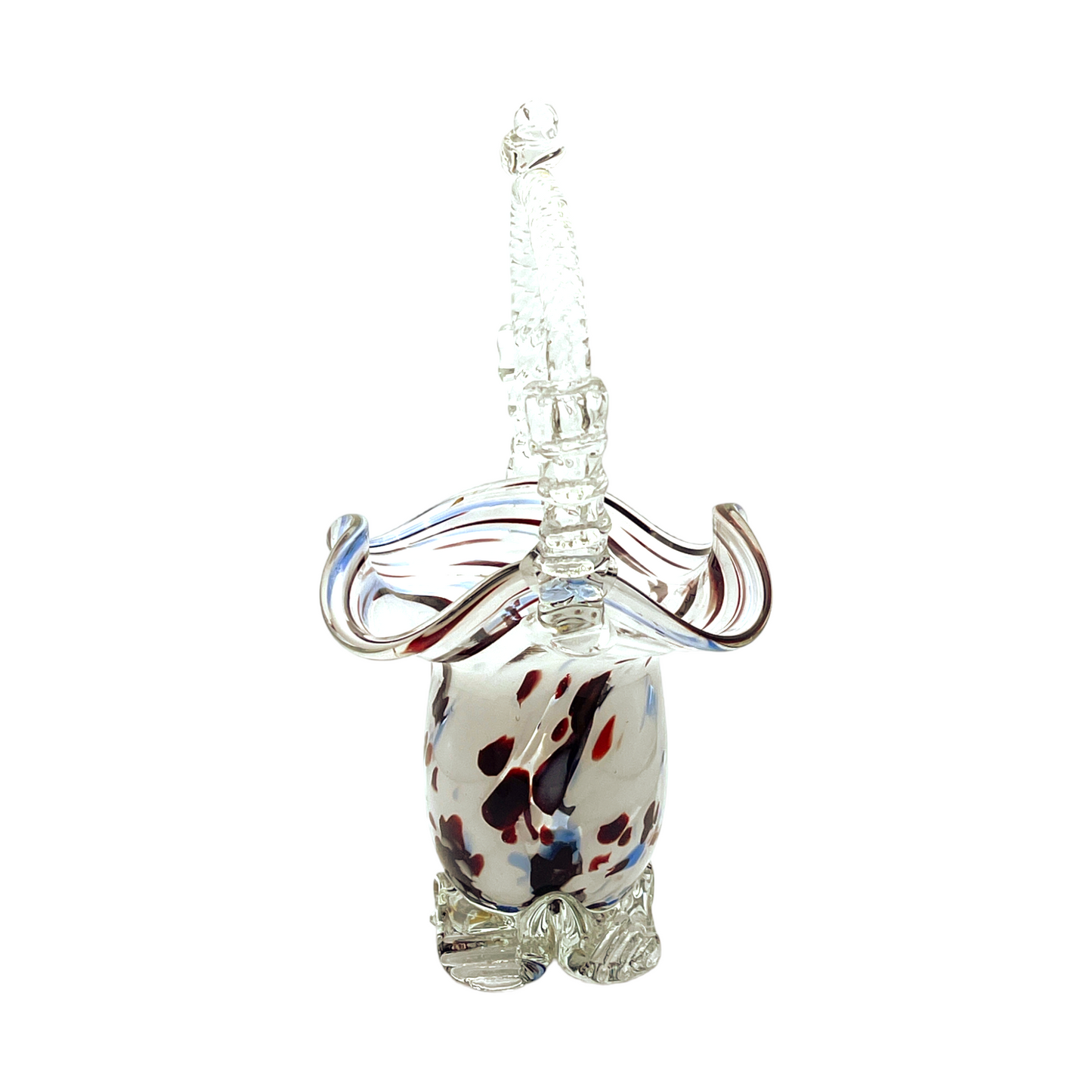 Vintage Murano Art Glass Basket - Splatter of Red, White, & Blue - 7"