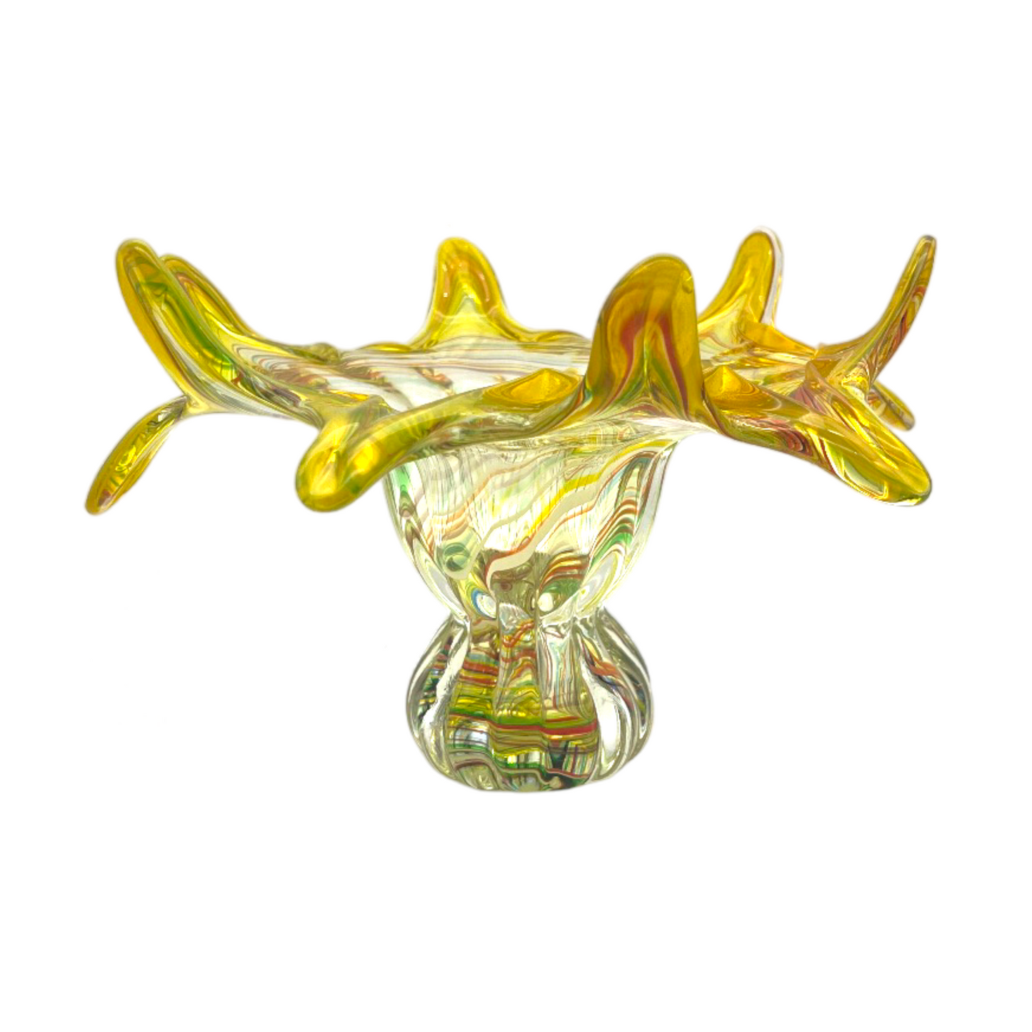 Enchanting Symphony: Handcrafted Murano Art Glass Compote - 7.5"