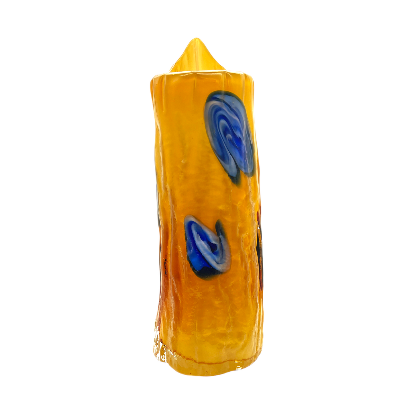 Vintage Murano Tree Vase: A Captivating Fusion of Orange & Blue Elegance
