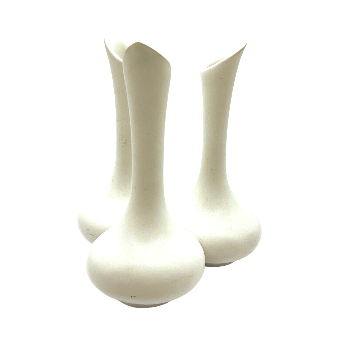 Van Briggle Pottery - White Triple Bud Vase - Vintage 1920's - Mint - 7"