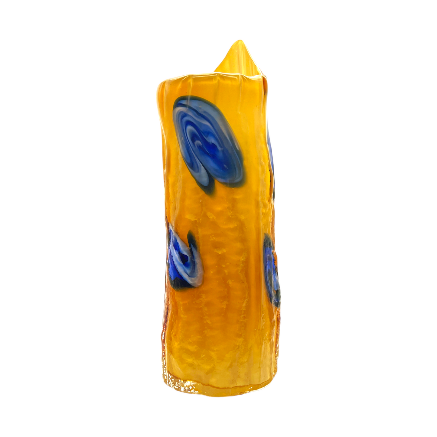 Vintage Murano Tree Vase: A Captivating Fusion of Orange & Blue Elegance