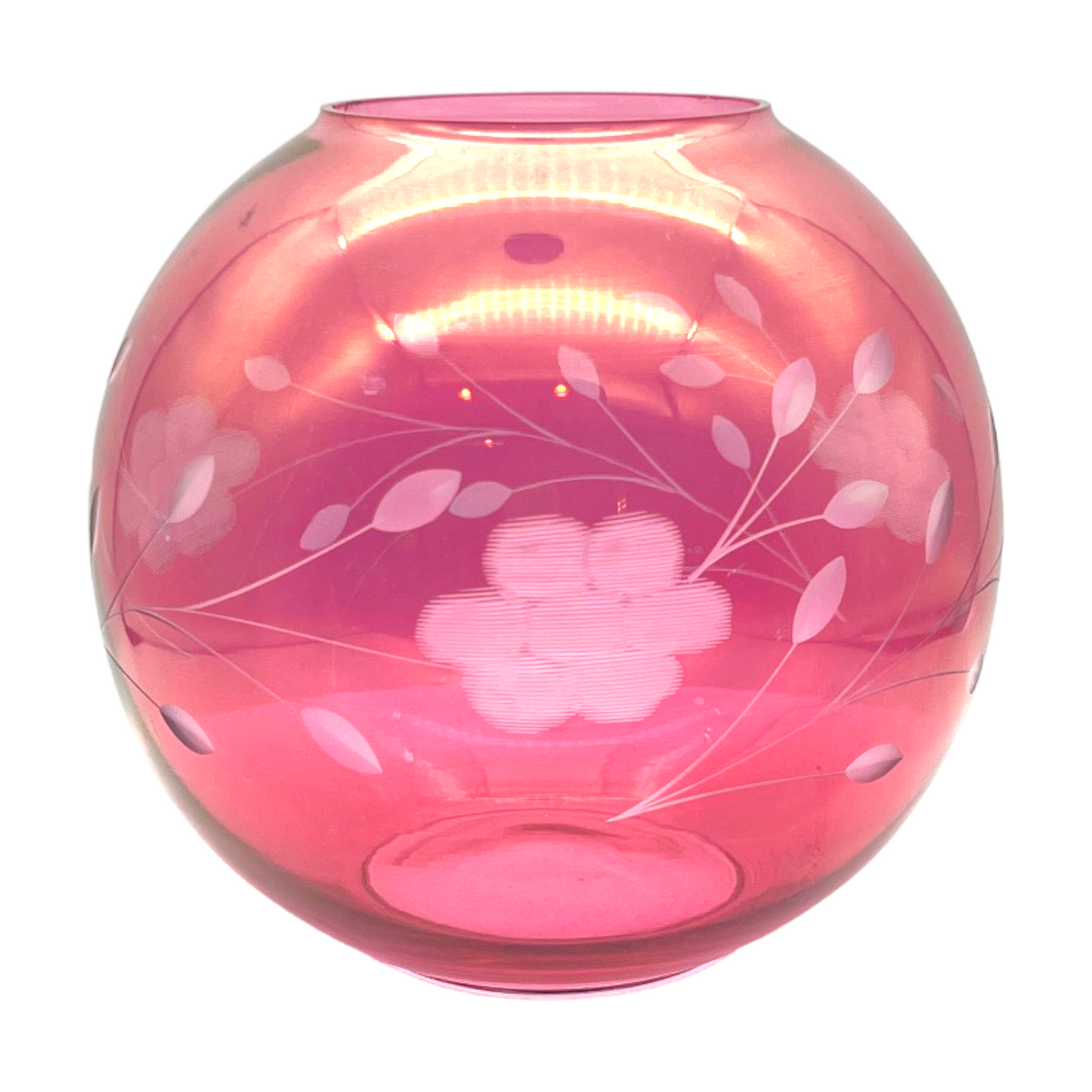 Enchanting Crimson Swirl Art Glass Vase - 6"