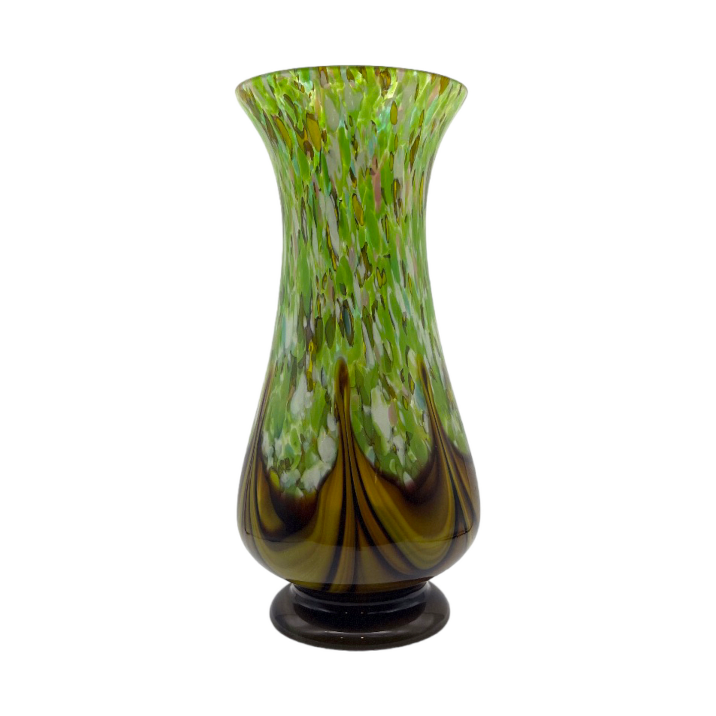 Opulent Opaline Symphony - Handcrafted Murano Art Glass Vase
