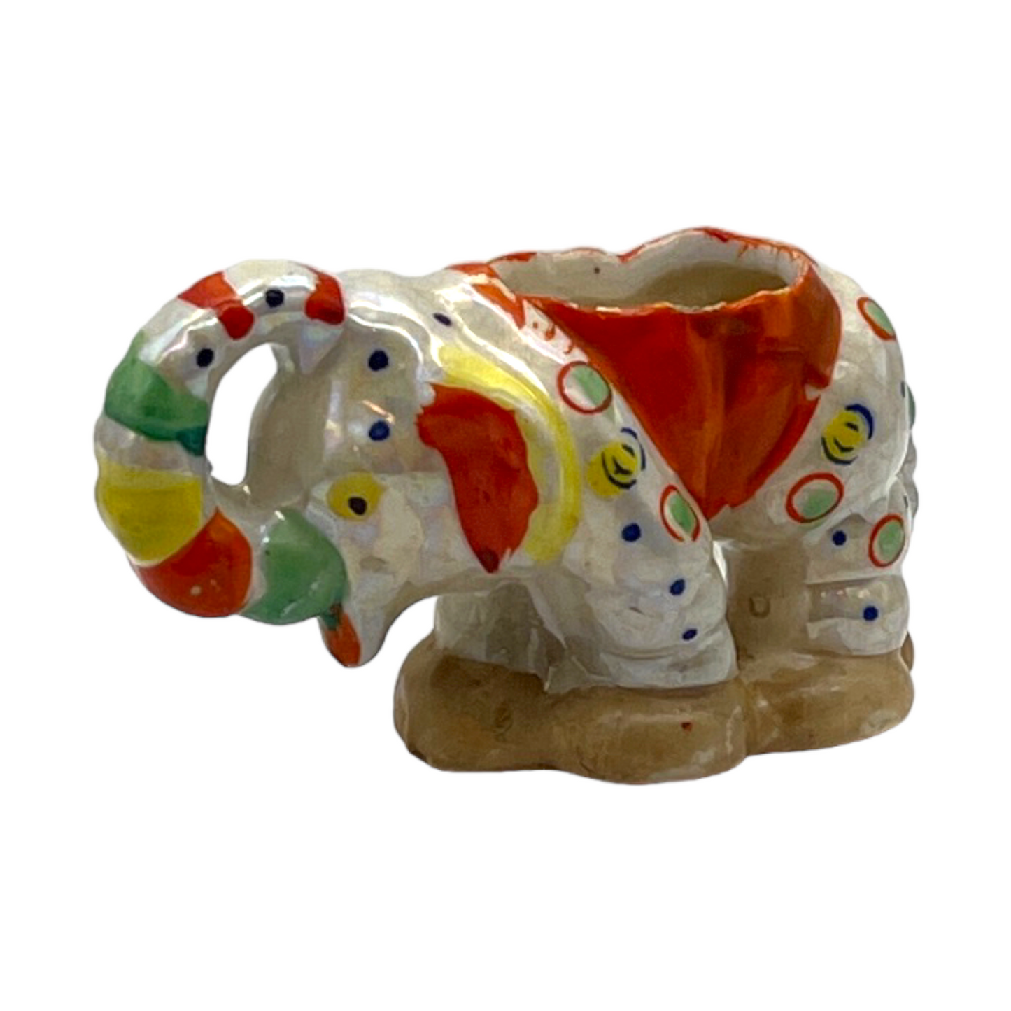 Ceramic - Clown Elephant Figurine - Vintage - 2"