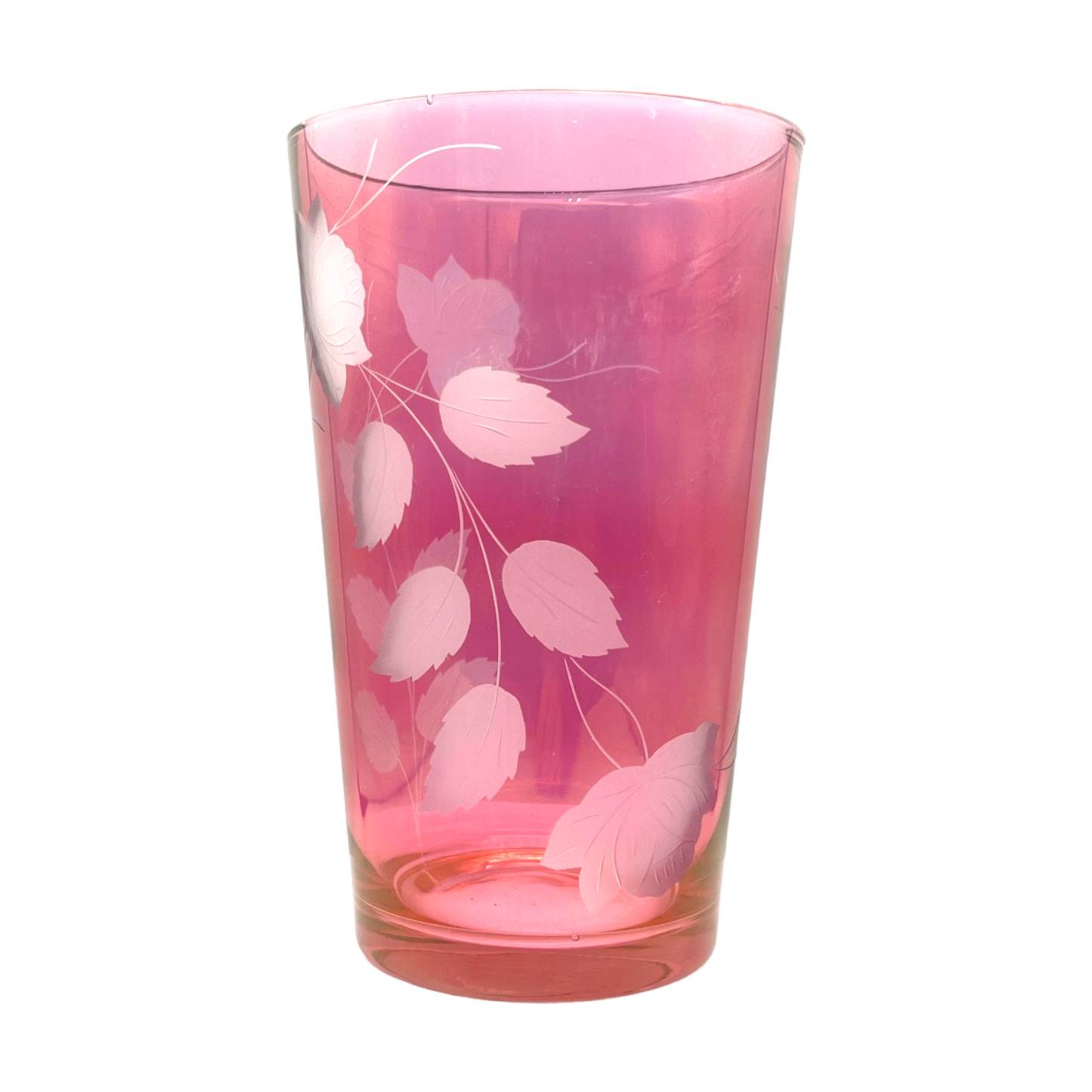 Vintage Rose Etched Cranberry Vase - Artistry Preserved