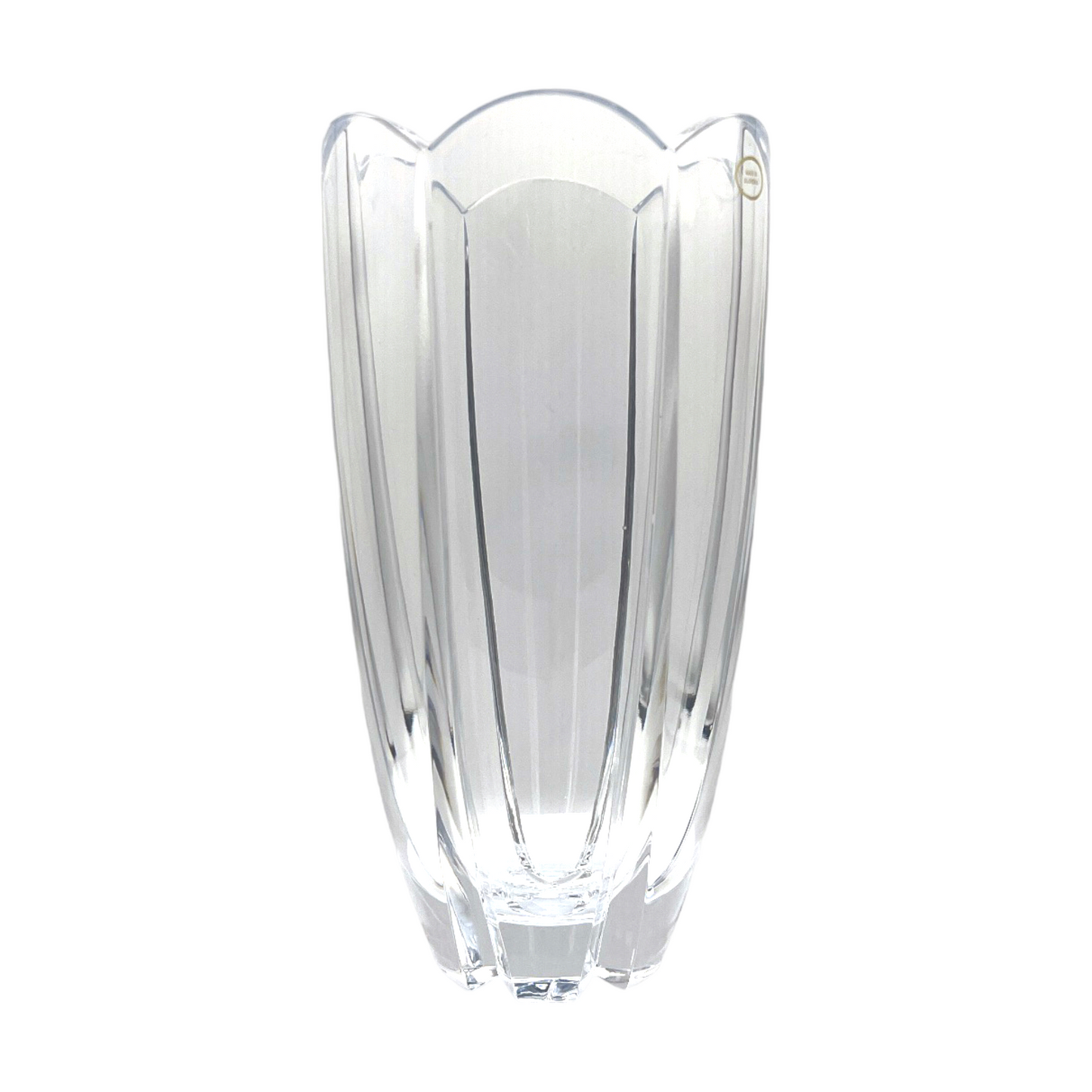 Crystal Vase - Modern Six Faceted Scallop Top Vase - 10"
