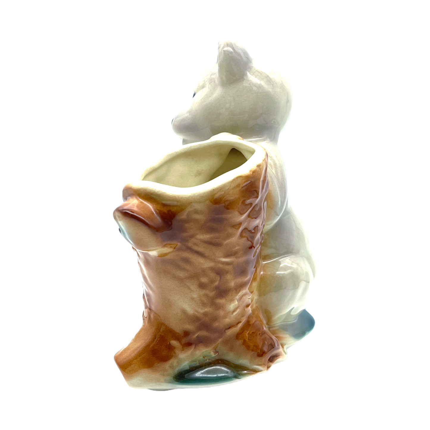 Royal Copley - Bear Cub Clinging On Stump - 8.5"
