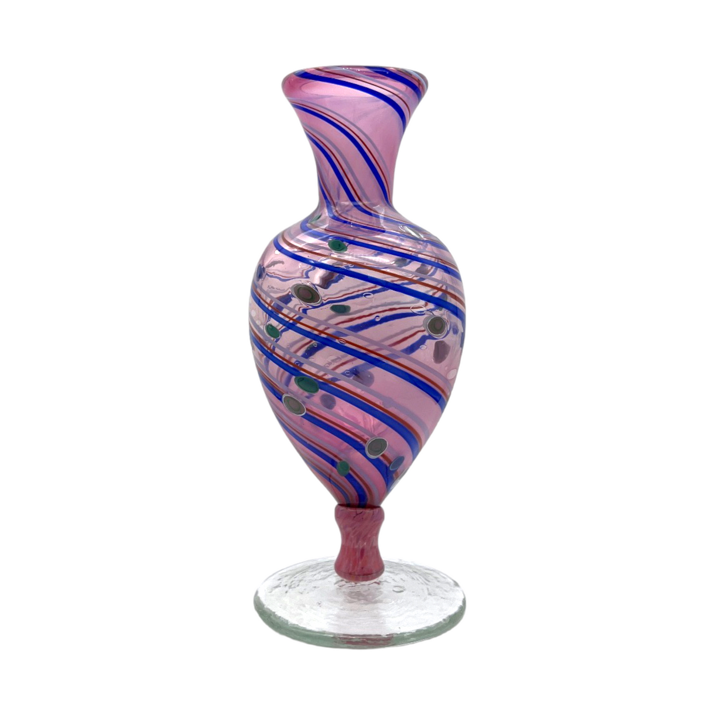 The Enchanting Symphony - Multicolor Spiral Canes Art Glass Vase