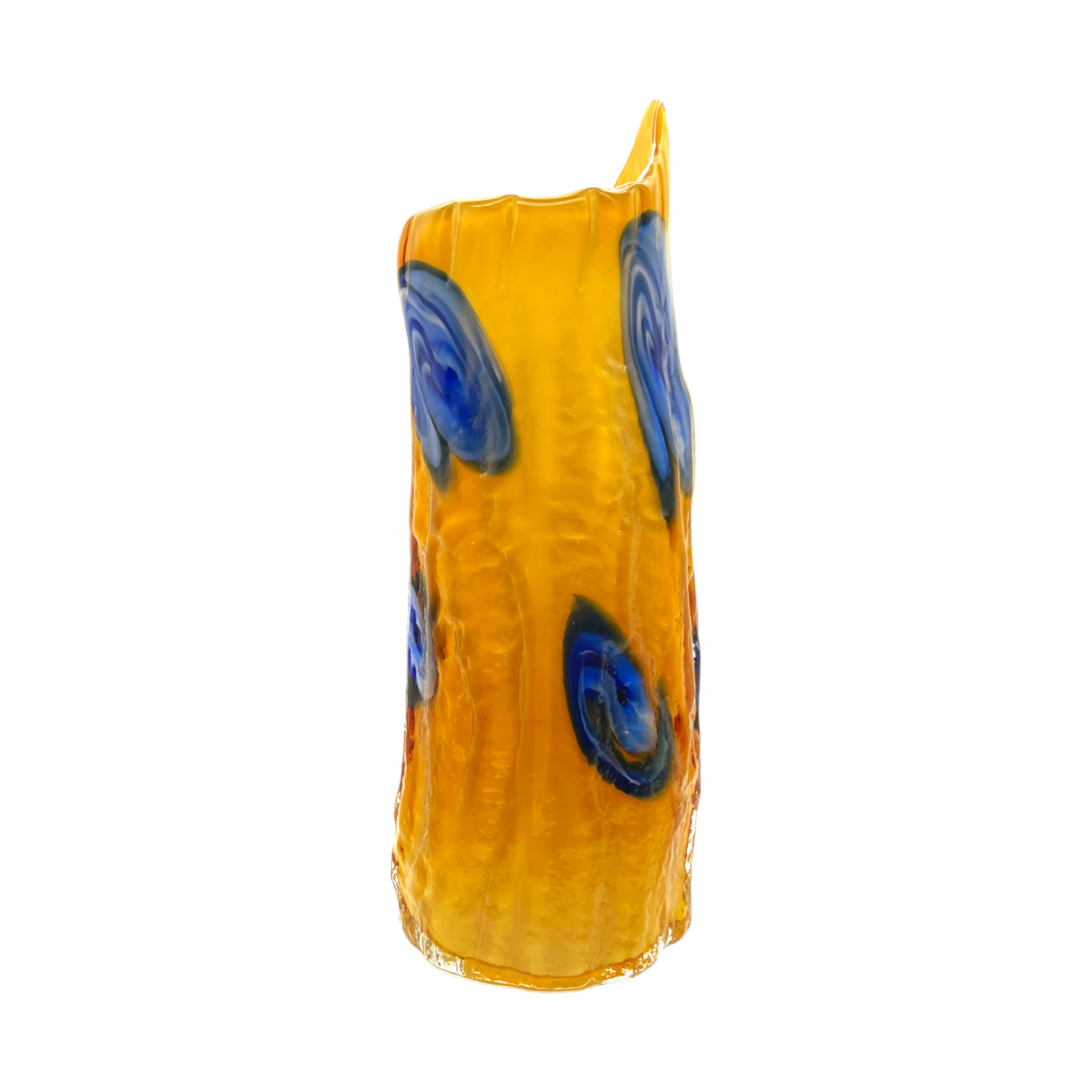 Vintage Murano Tree Vase: A Captivating Fusion of Orange & Blue Elegance