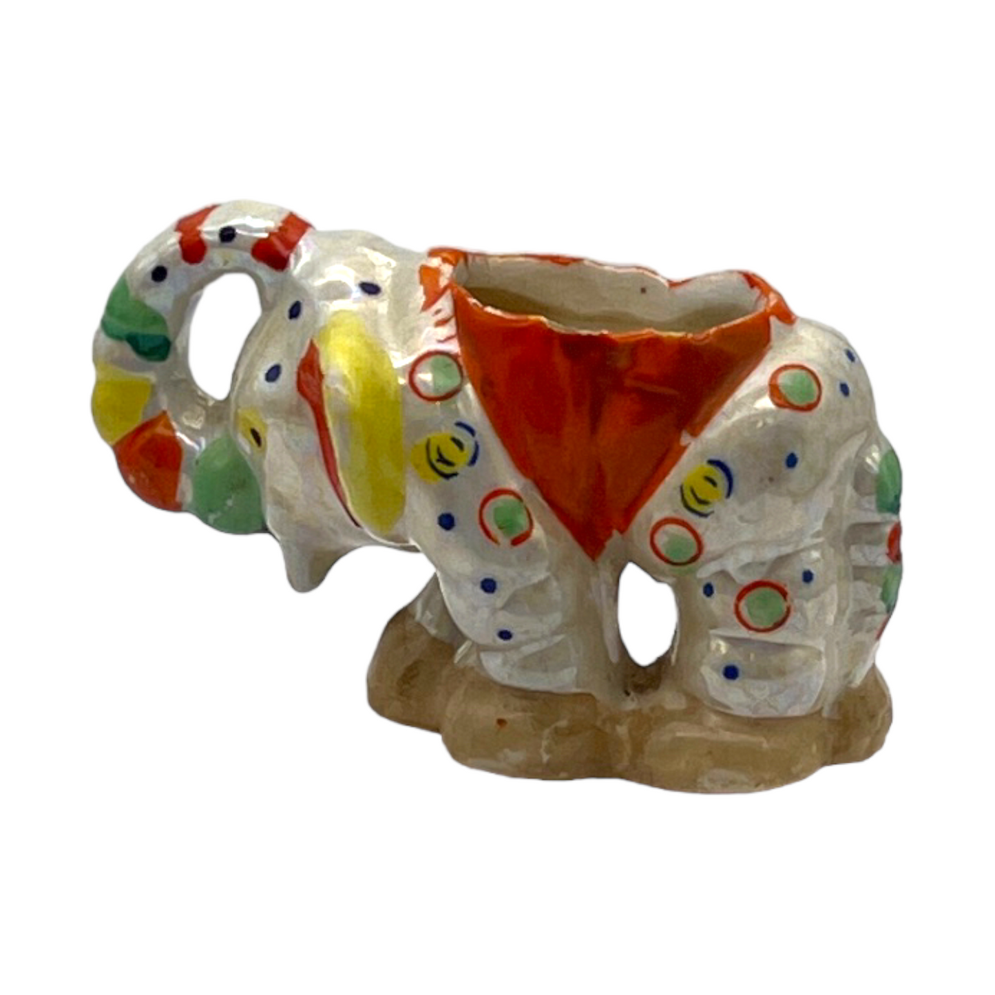 Ceramic - Clown Elephant Figurine - Vintage - 2"