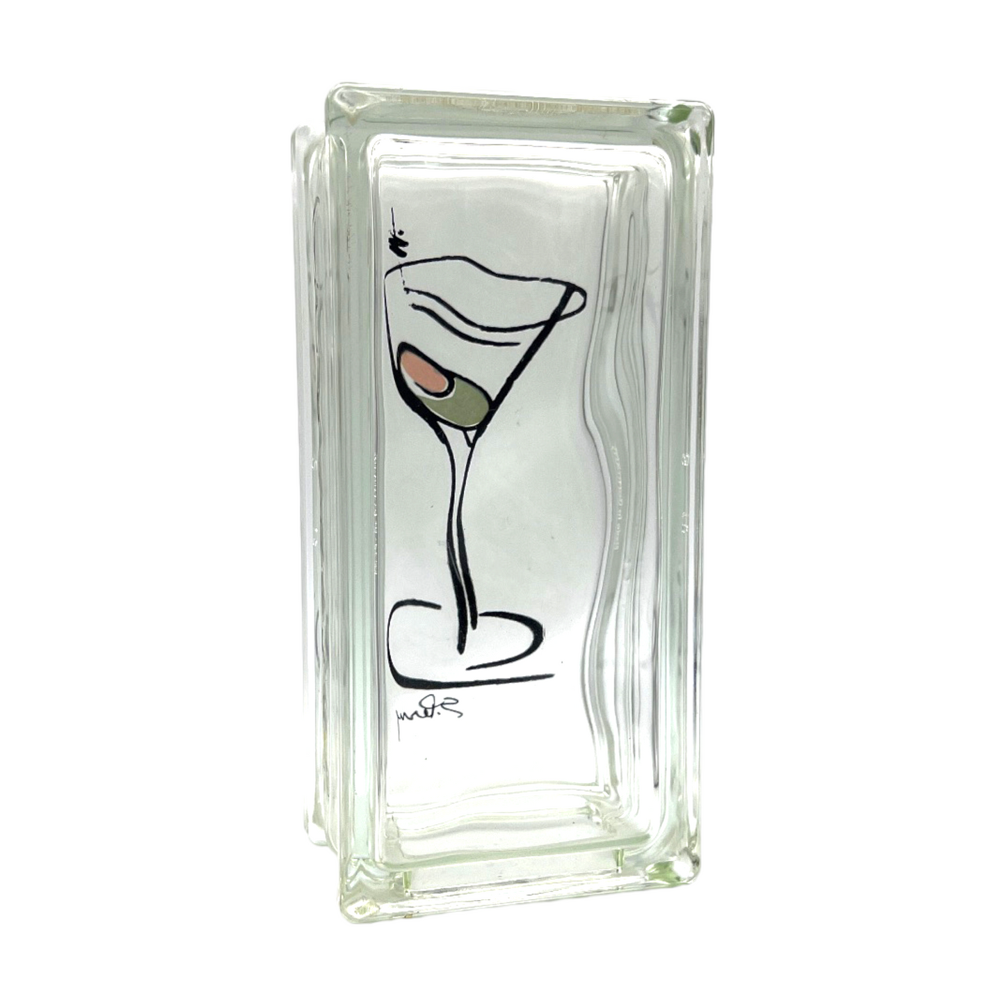Suzanne Perry Artisanal Hand-Painted Martini Glass Block - 9.5"