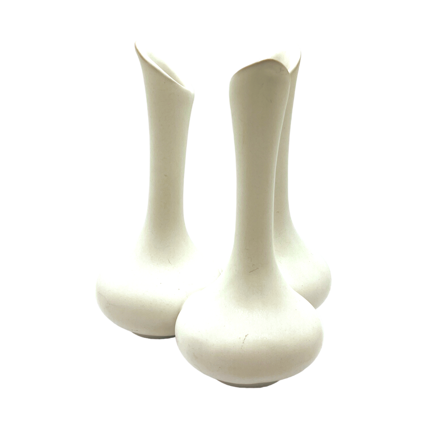 Van Briggle Pottery - White Triple Bud Vase - Vintage 1920's - Mint - 7"