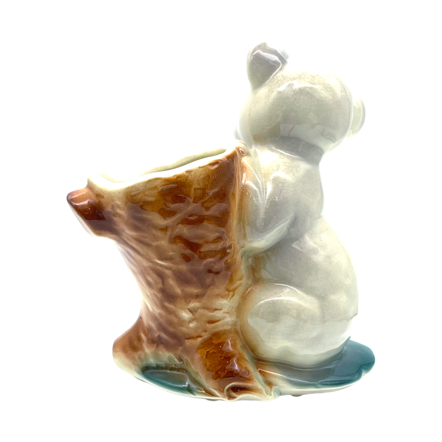Royal Copley - Bear Cub Clinging On Stump - 8.5"