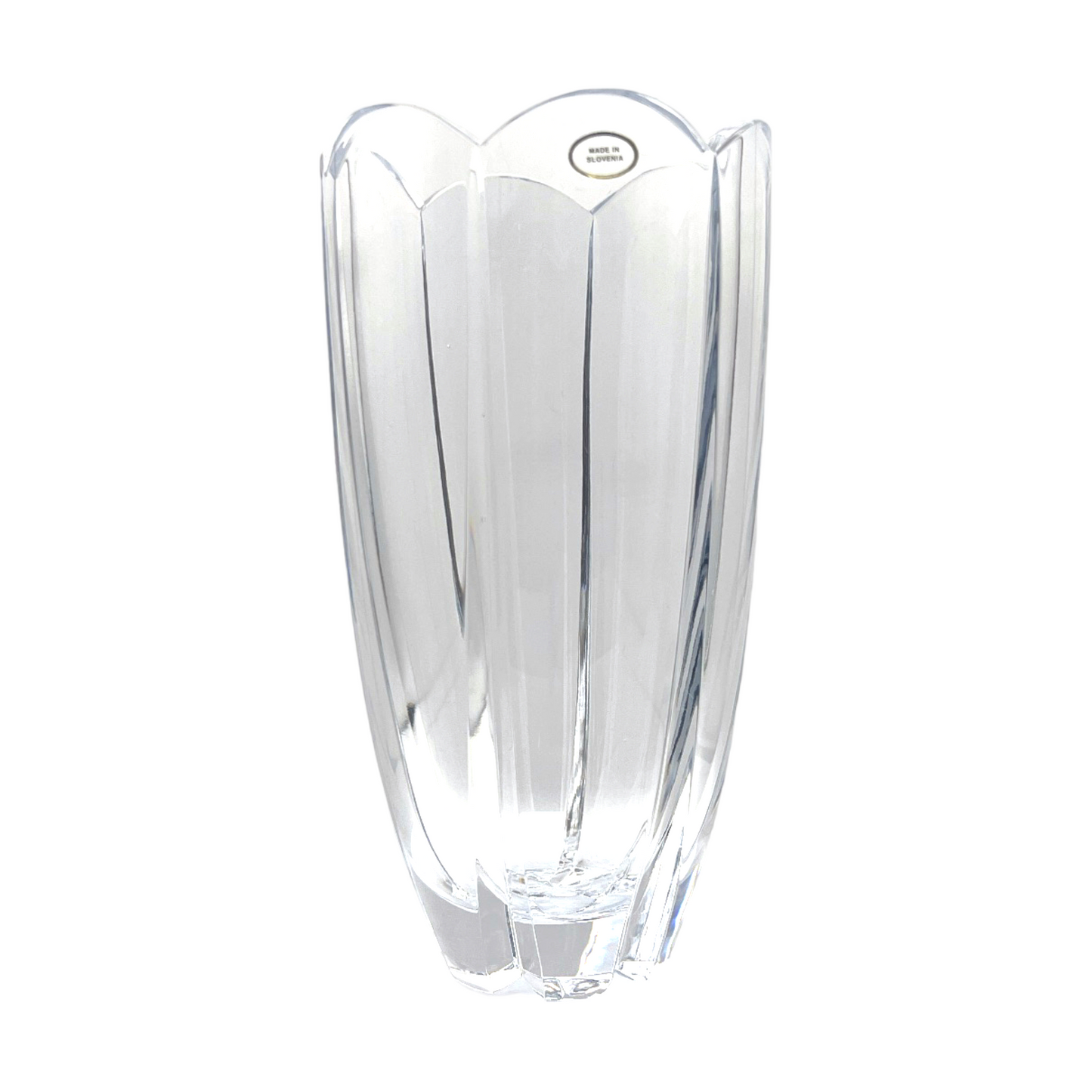 Crystal Vase - Modern Six Faceted Scallop Top Vase - 10"