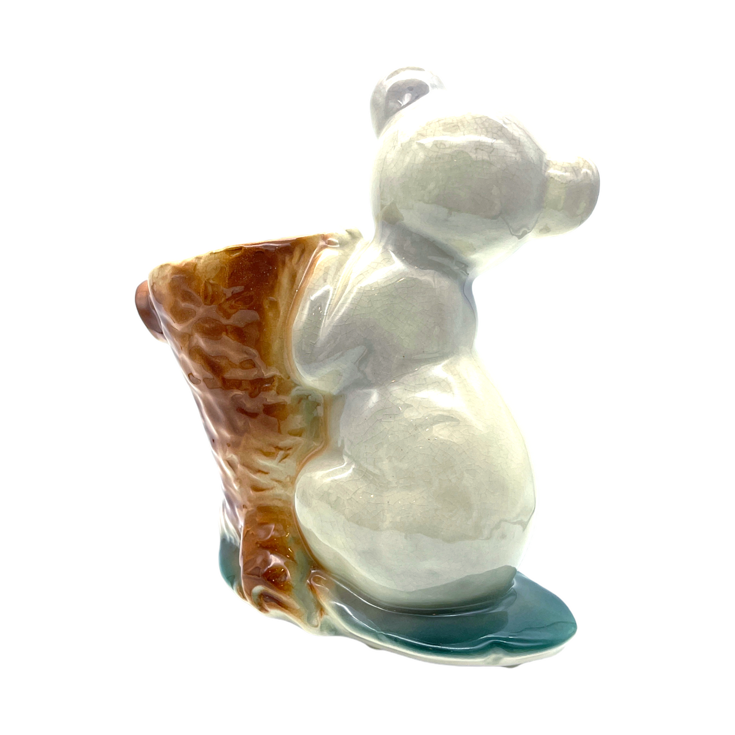 Royal Copley - Bear Cub Clinging On Stump - 8.5"