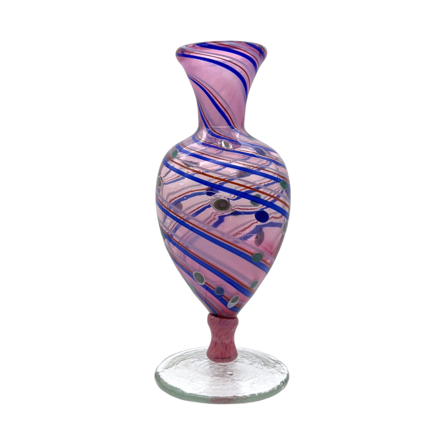 The Enchanting Symphony - Multicolor Spiral Canes Art Glass Vase
