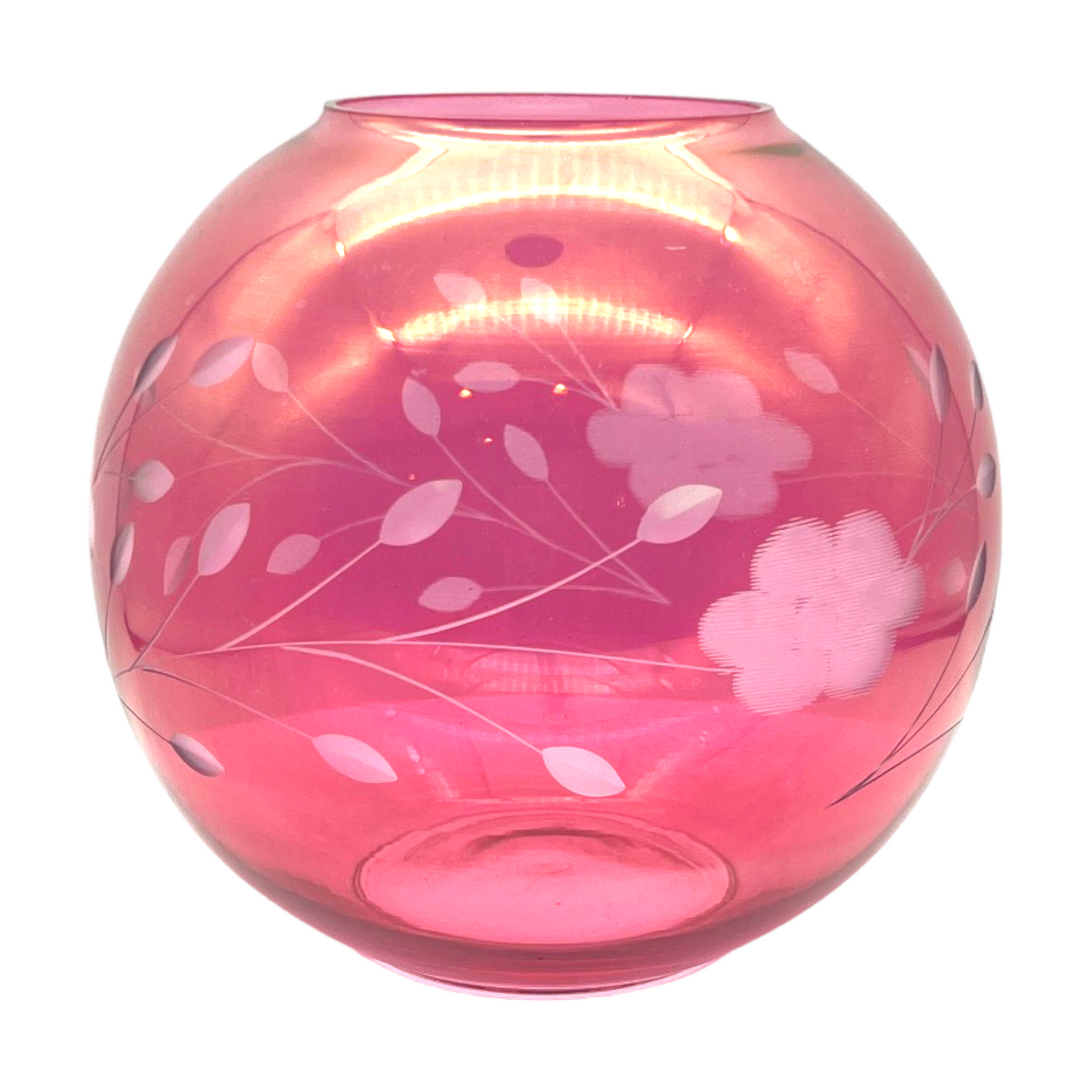 Enchanting Crimson Swirl Art Glass Vase - 6"