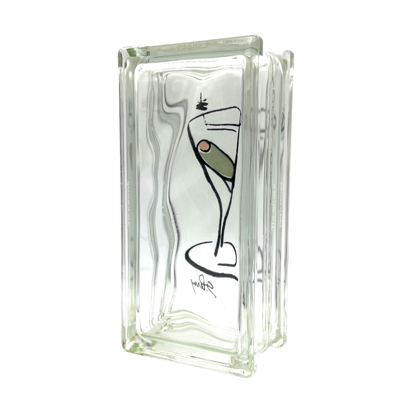 Suzanne Perry Artisanal Hand-Painted Martini Glass Block - 9.5"