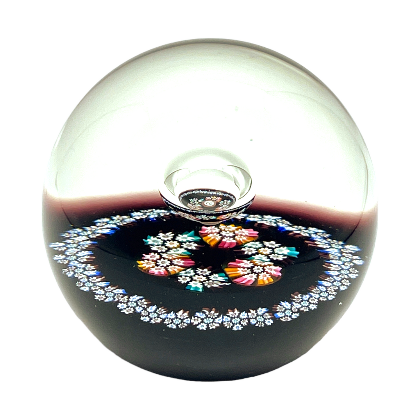 Caithness Paperweight - Mellefiori With Bubble - 3"