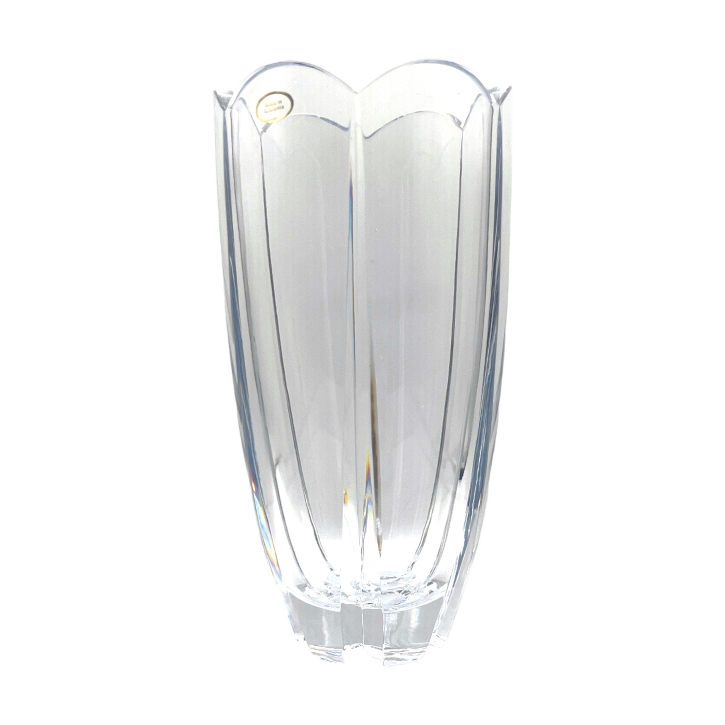 Crystal Vase - Modern Six Faceted Scallop Top Vase - 10"