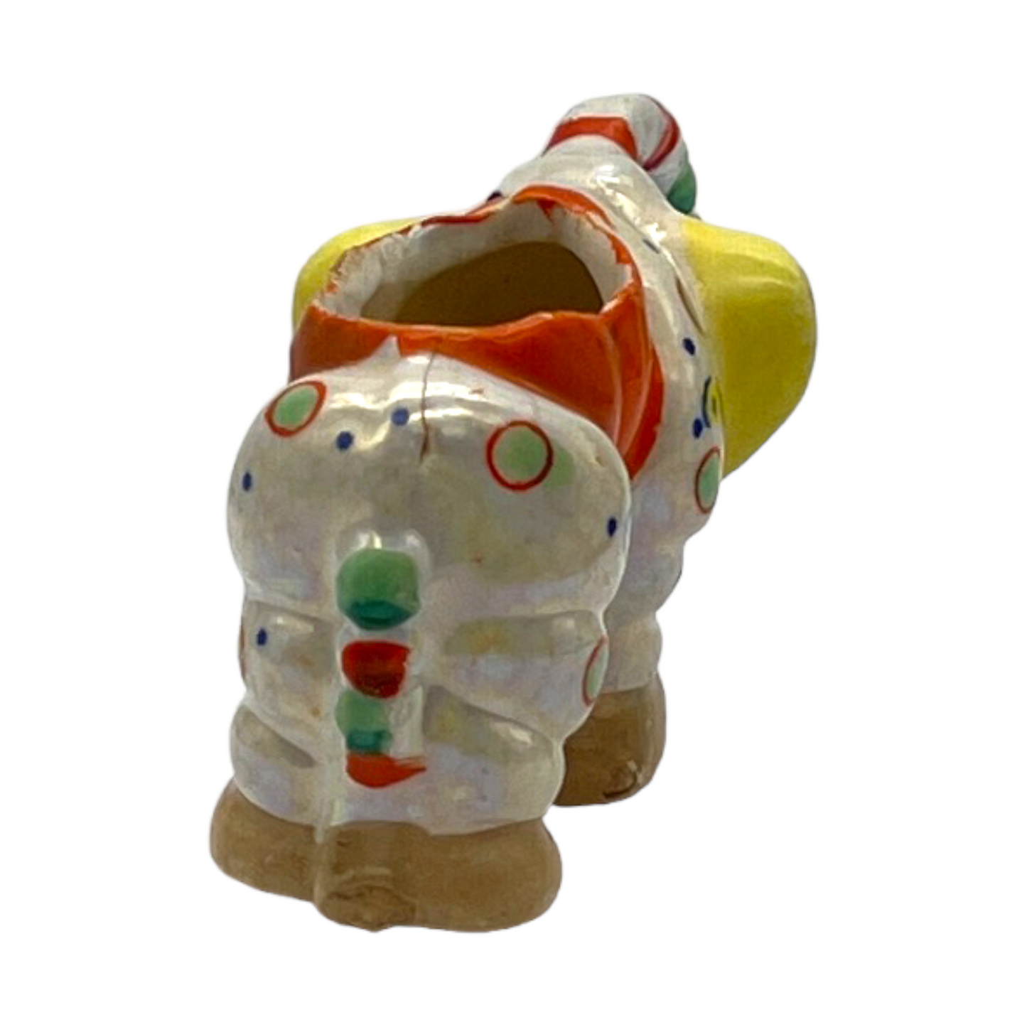Ceramic - Clown Elephant Figurine - Vintage - 2"