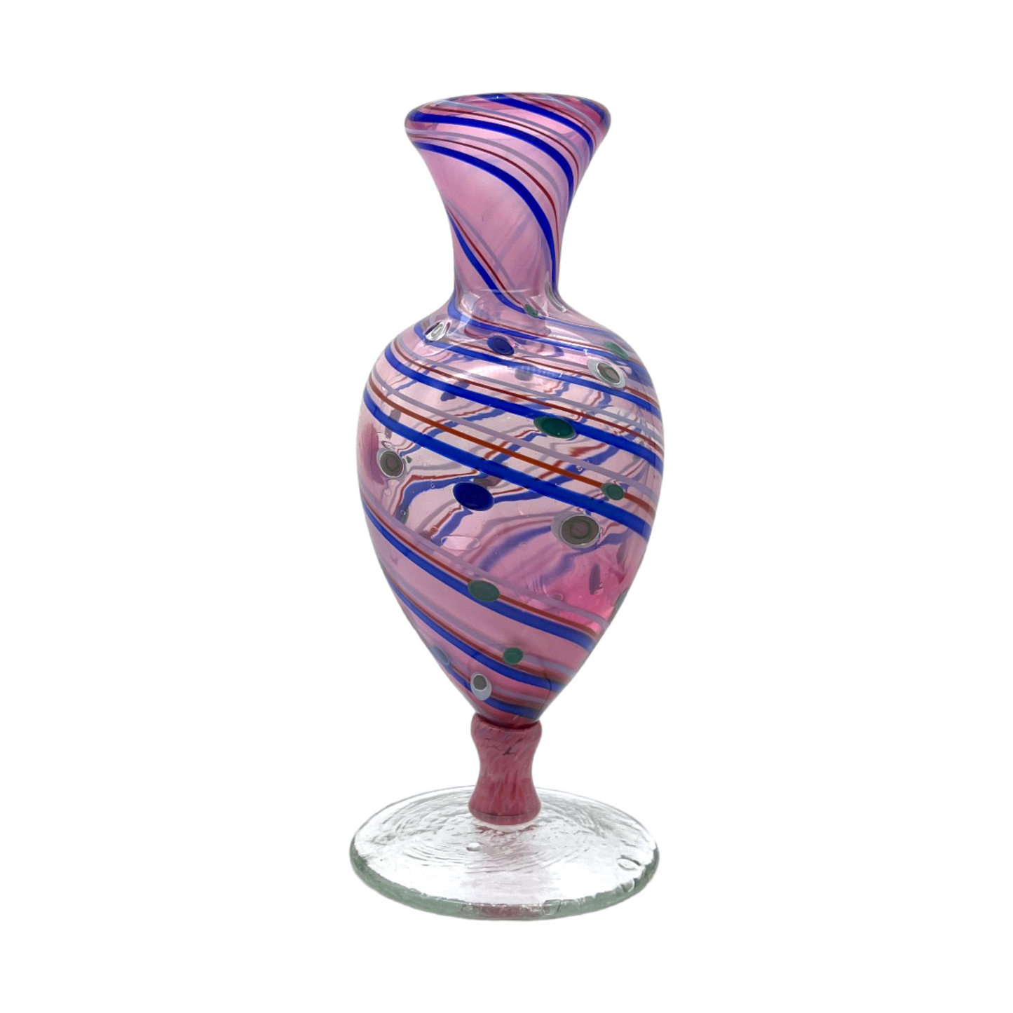 The Enchanting Symphony - Multicolor Spiral Canes Art Glass Vase