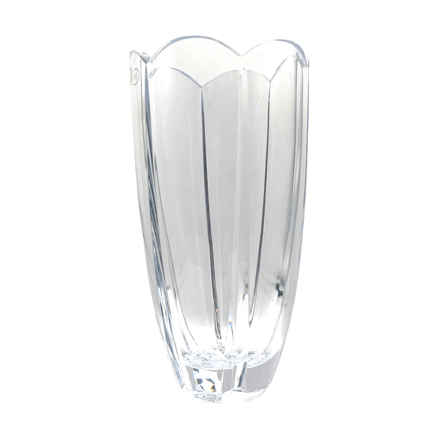 Crystal Vase - Modern Six Faceted Scallop Top Vase - 10"