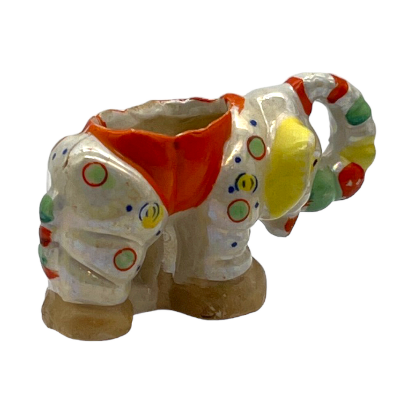 Ceramic - Clown Elephant Figurine - Vintage - 2"